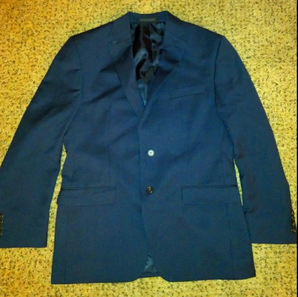 NEW CHAPS 40R Navy Pinstripe Suit Jacket Button Up Men’s Dress Blazer Blue - Picture 8 of 8